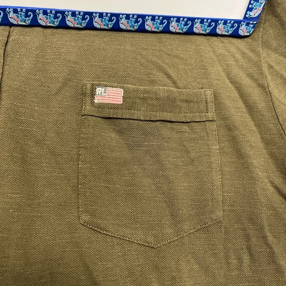 Denim & Supply Ralph Lauren Shirt Men's Sz L Green Short Sleeve Polo Pocket Logo
